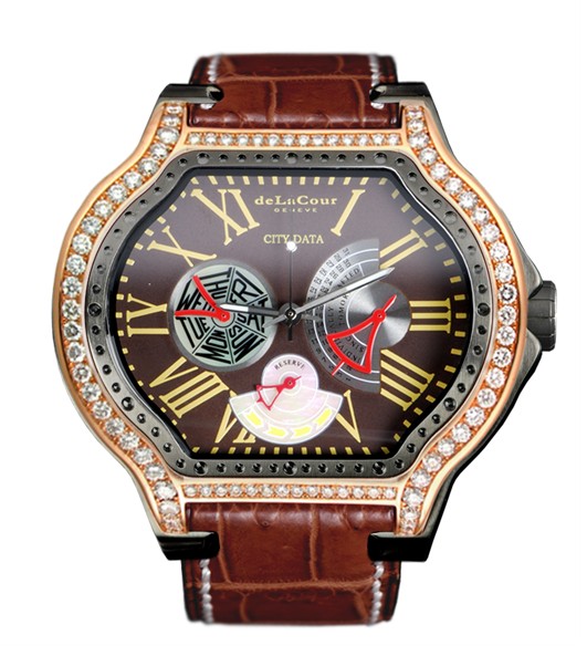 Replica DeLaCour City Ego Data Ti / PVD Rose Gold Diamonds WATP0049-1221 Replica Watch